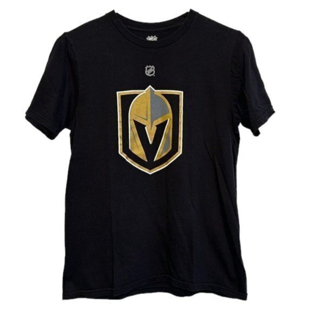 NHL Black VEGAS Vegas Golden Knights Graphic Iconic Fleury Shirt Size L (14/16)